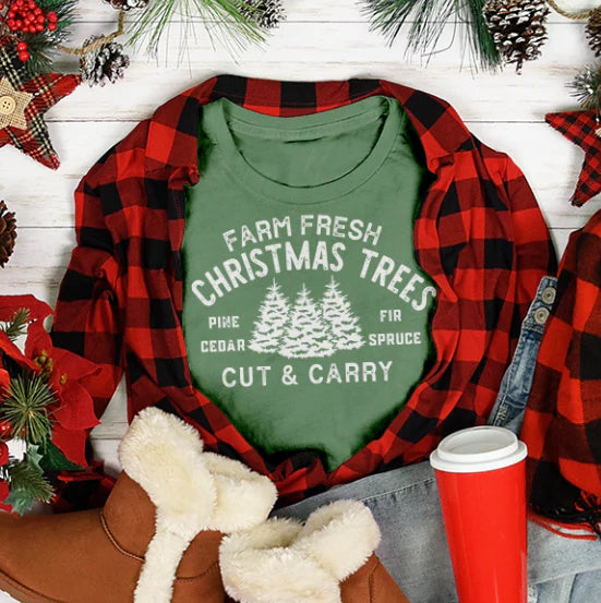 Farm Fresh Christmas Trees Tee - Green