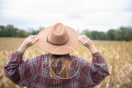 Wide Brim Felt Hat - Chocolate Tan