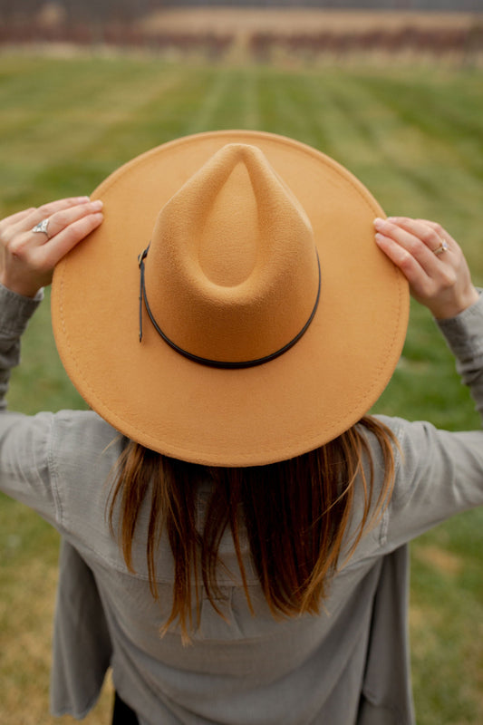 Wide Brim Felt Hat - Camel