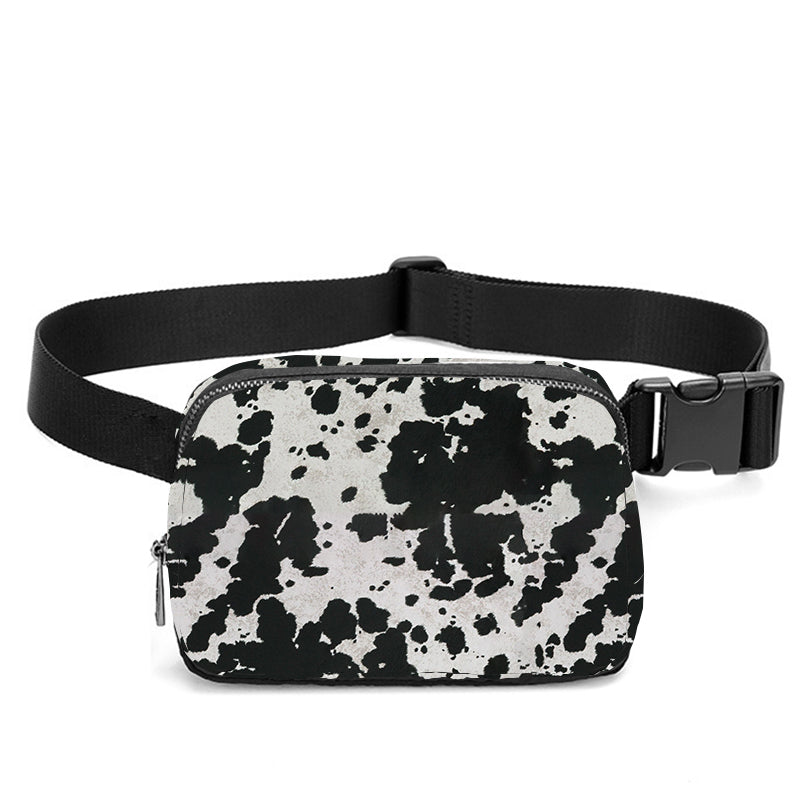 Cow Print Crossbody Bag - Black