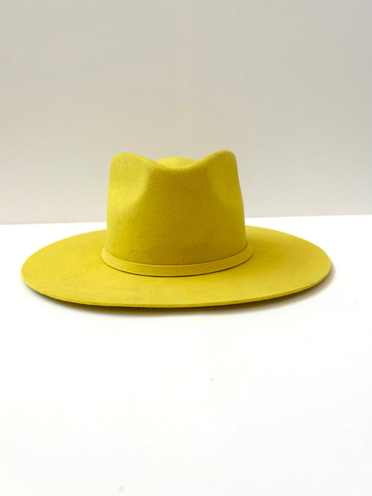 Emery Merino Wool Teardrop Rancher Hat - Yellow