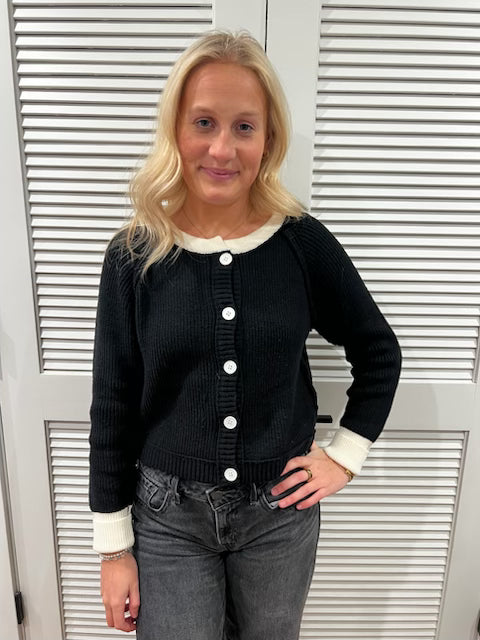 Contrast Color Button Knit Cardigan DPC2618