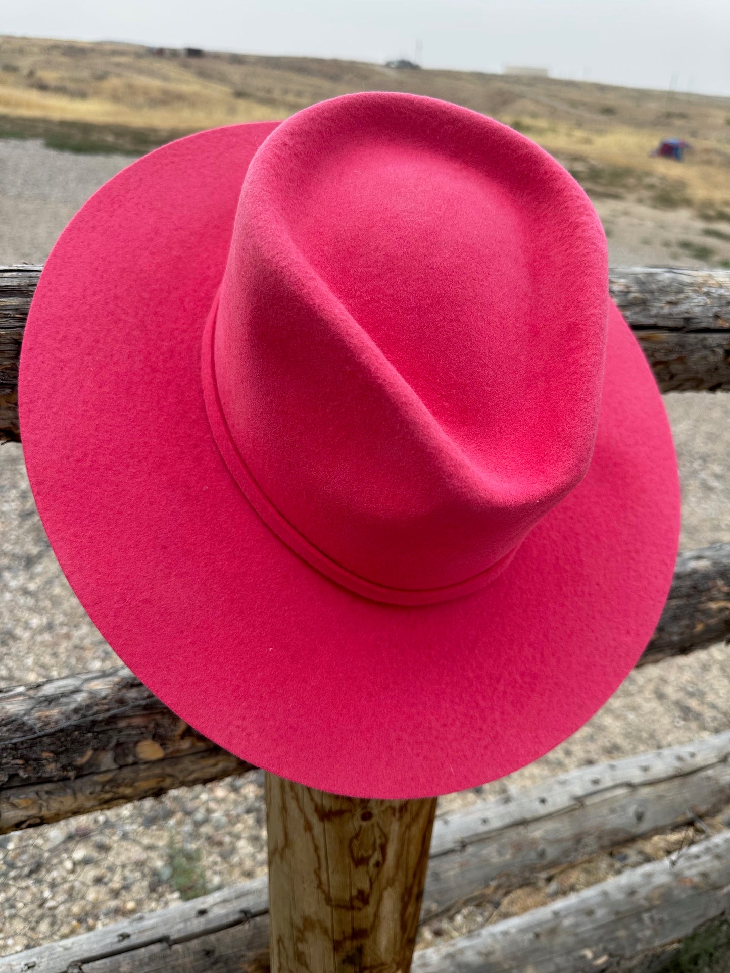 Emery Merino Wool Teardrop Rancher Hat - Hot Pink