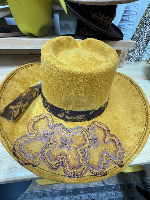 Kendall Mustard Vegan Suede Santa Fe Hat