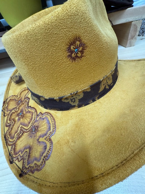 Kendall Mustard Vegan Suede Santa Fe Hat