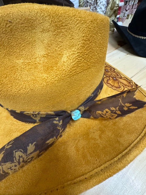Kendall Mustard Vegan Suede Santa Fe Hat