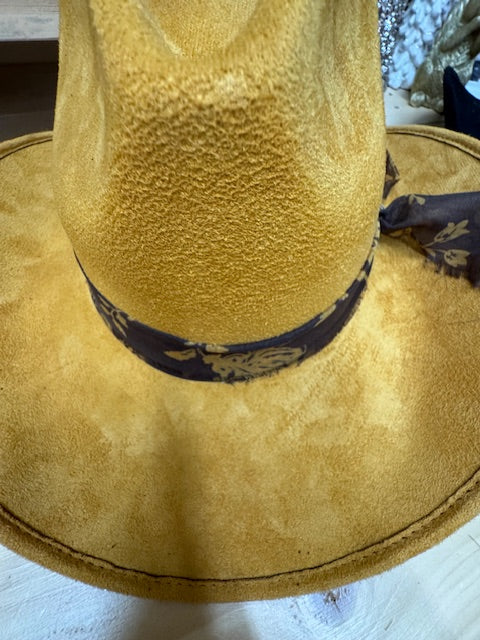 Kendall Mustard Vegan Suede Santa Fe Hat