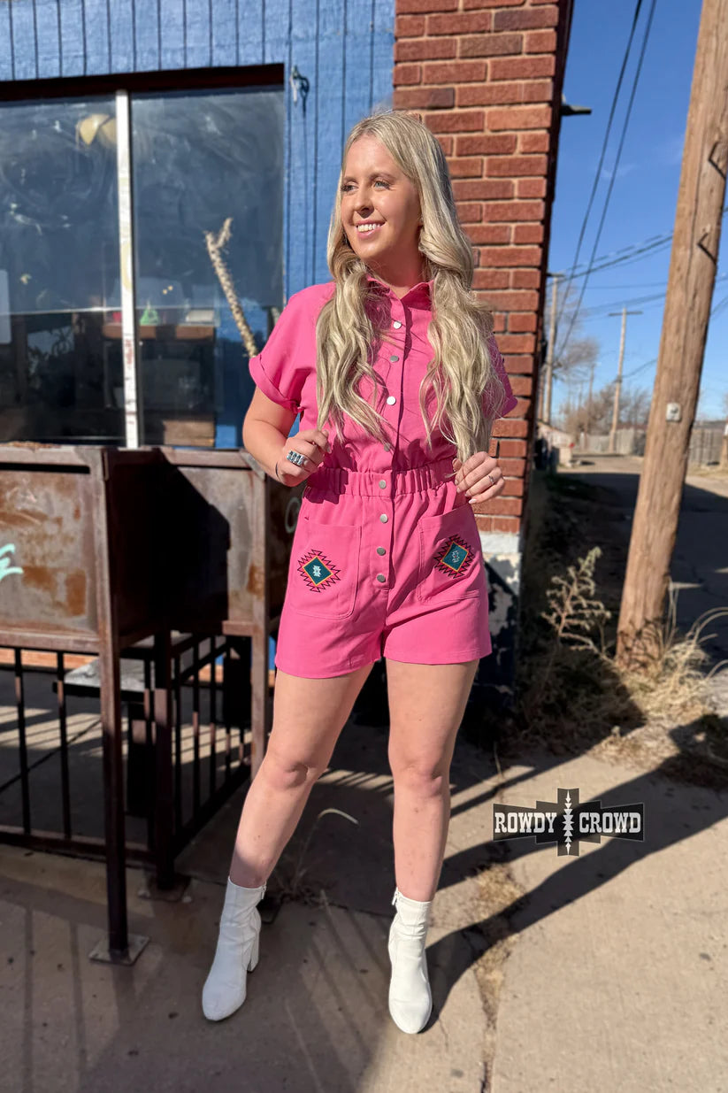 Pink Western Romper