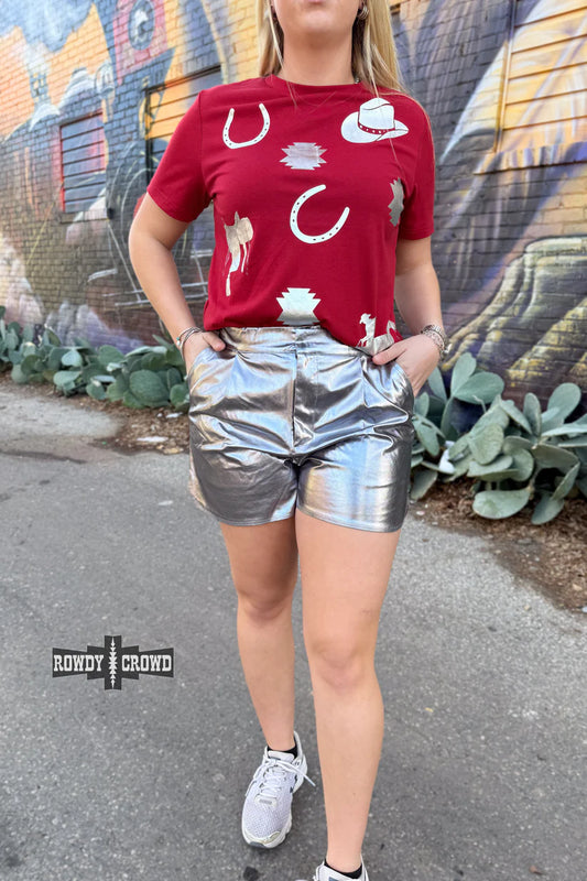 Silver Metallic Shorts
