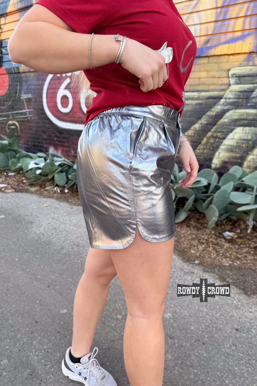 Silver Metallic Shorts