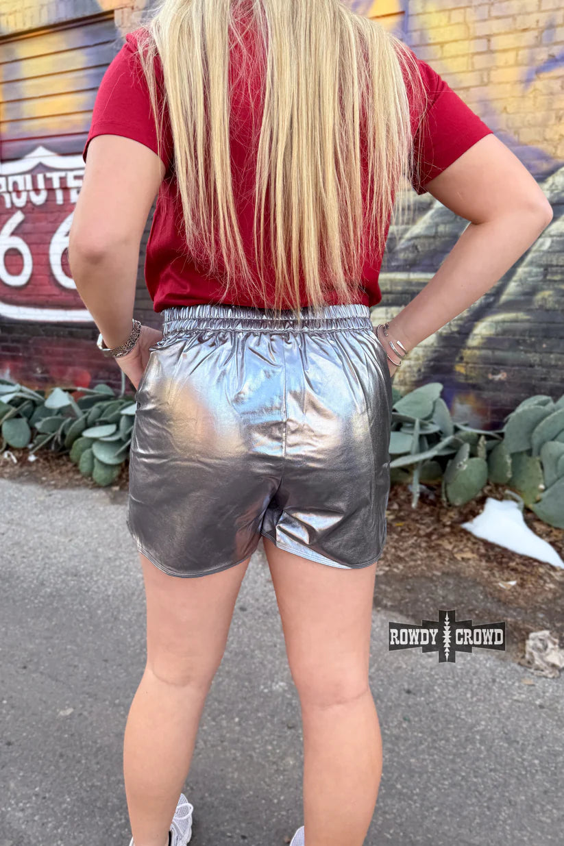 Silver Metallic Shorts