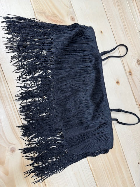 Fringe Cami Crop Top -  Black