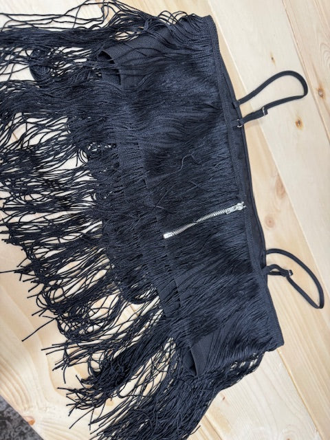 Fringe Cami Crop Top -  Black