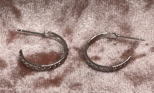 Small Silver Hoops with Dots