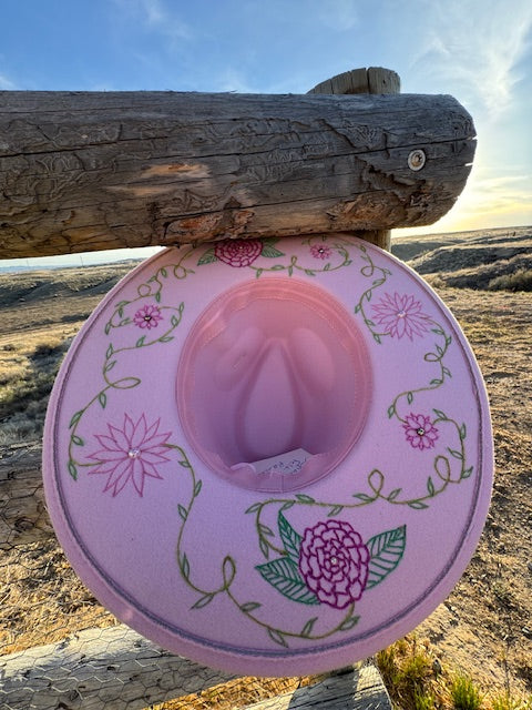 Gracie Pink Rancher Hand-Burned and Painted