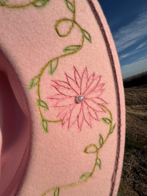 Gracie Pink Rancher Hand-Burned and Painted