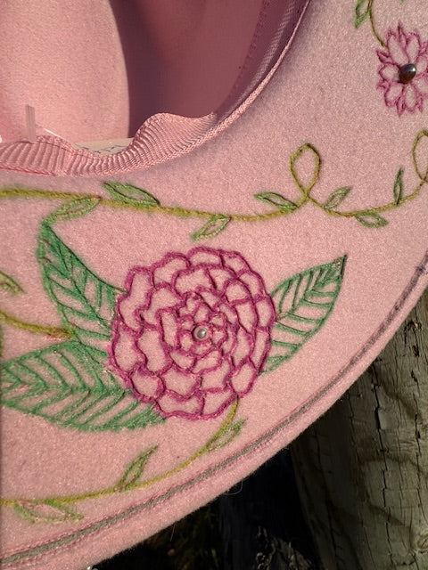 Gracie Pink Rancher Hand-Burned and Painted