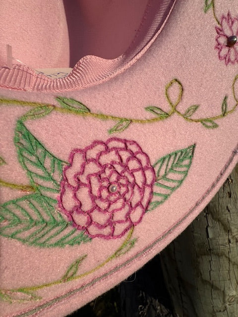 Gracie Pink Rancher Hand-Burned and Painted