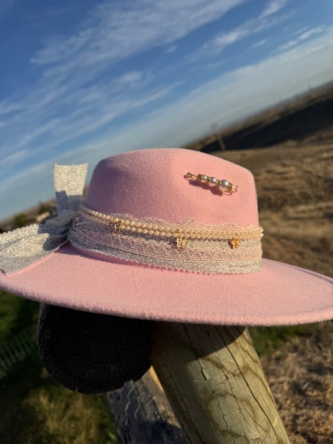 Gracie Pink Rancher Hand-Burned and Painted