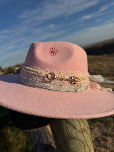 Gracie Pink Rancher Hand-Burned and Painted