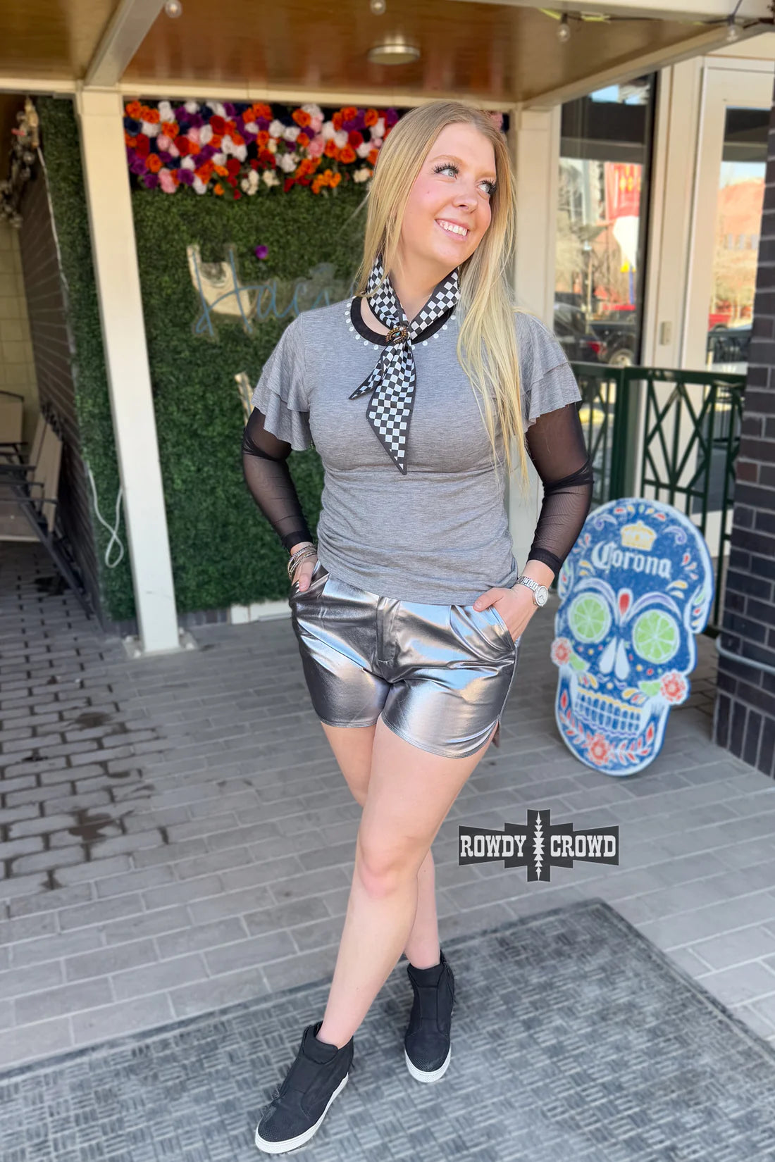 Silver Metallic Shorts