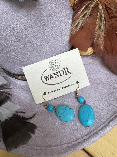 Turquoise colored stone dangle earrings