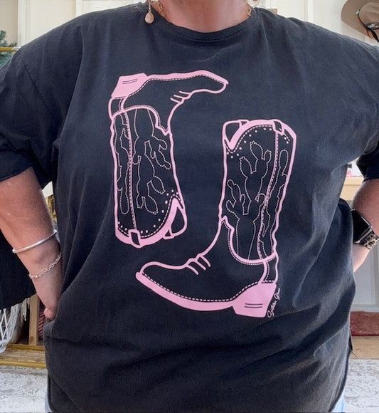 Pink Western Boots Tee