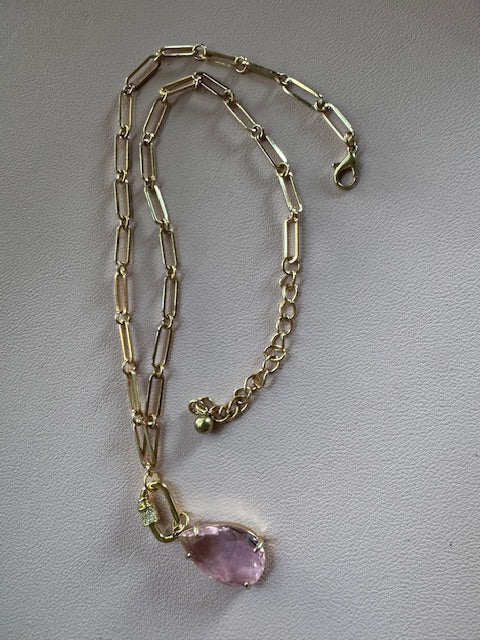 Teardrop Paperclip Chain Necklace