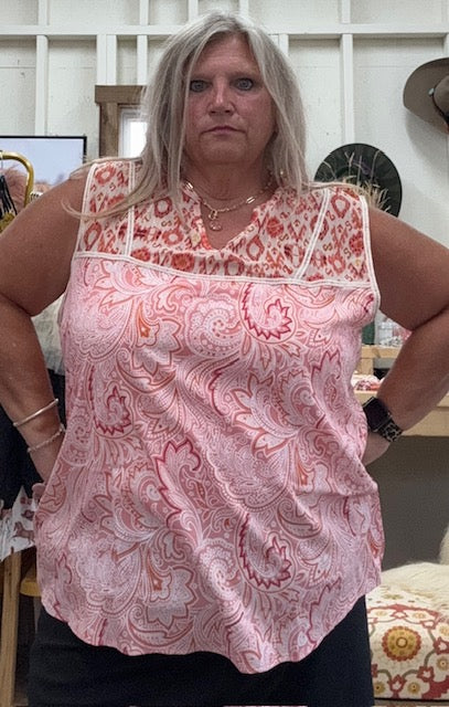 Pink Boho Paisley Blouse