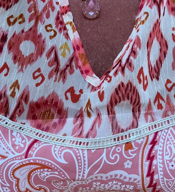 Pink Boho Paisley Blouse