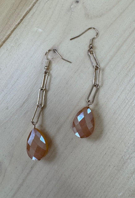 Champagne and Gold Dangle Earrings