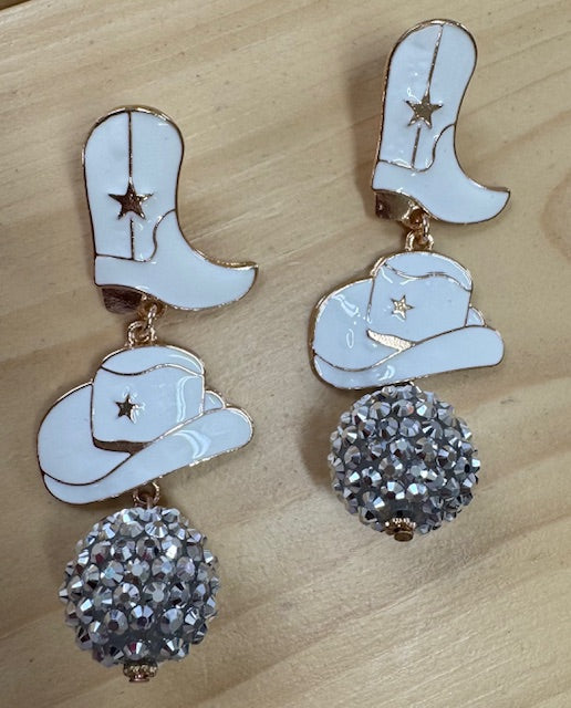 Boot, Hat, Disco Ball Dangle Earrings
