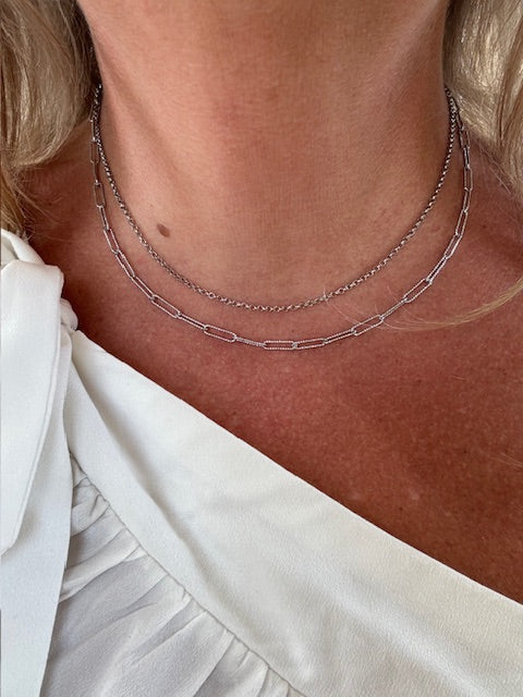 Double Chain Necklace Silver