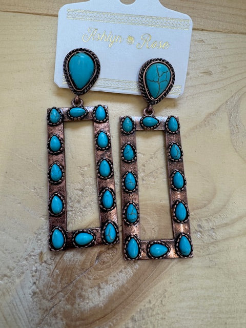Rectangle Teardrop  Dangle Earrings