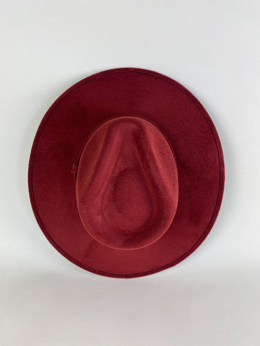 Vegan Suede Rancher Hat - Burgundy Red