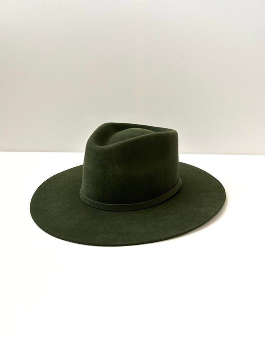 Emery Merino Wool Teardrop Rancher Hat - Forest Green