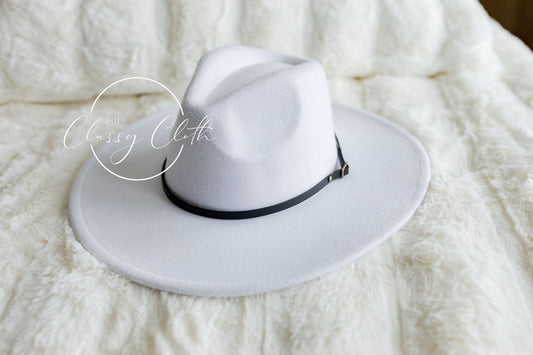 Wide Brim Felt Hat - Crisp White