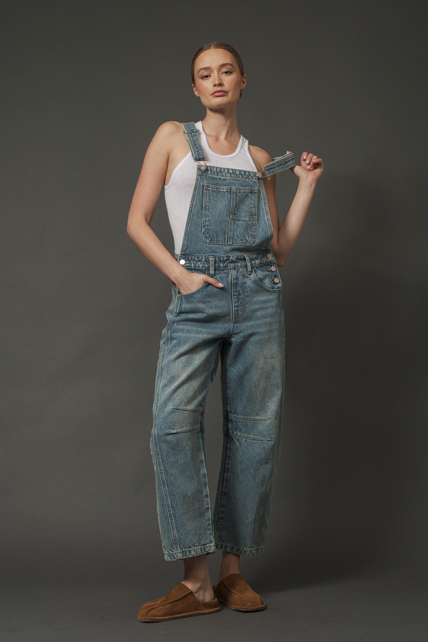 SLOUCHY RELAX FIT DENIM OVERALL