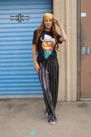 Pinstripe Silver Flowy Pant