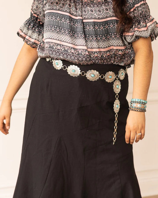 Silver Concho Link Belt - Standard Size