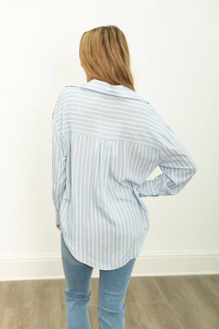 Classic Striped Blue Button Up