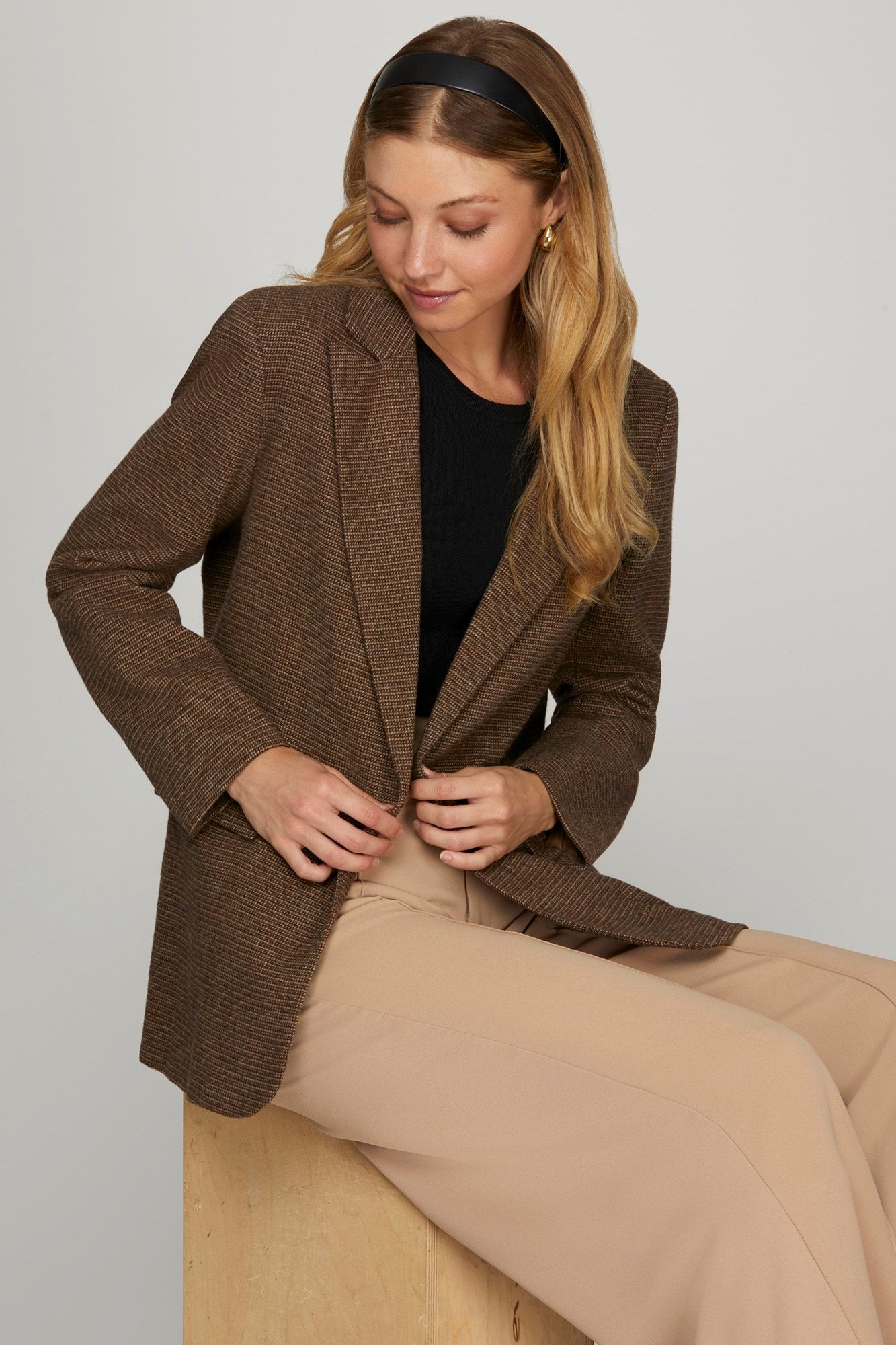 Mocha Brown Wool Blend Blazer