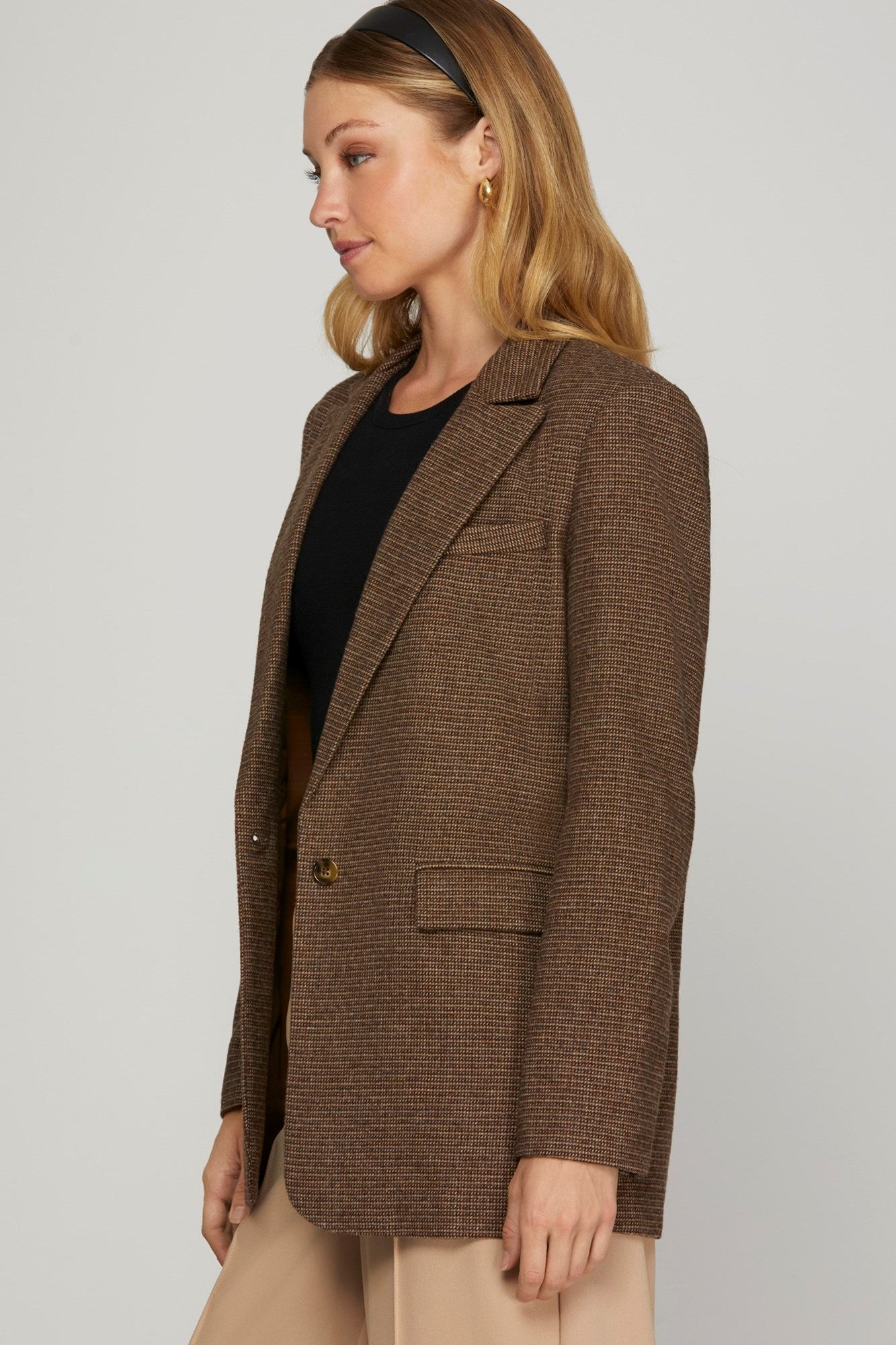 Mocha Brown Wool Blend Blazer