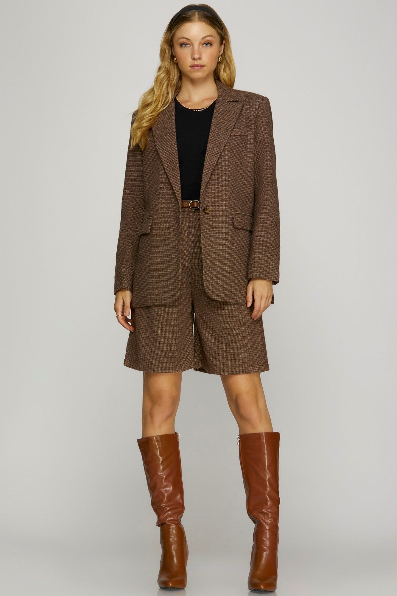 Mocha Brown Wool Blend Blazer