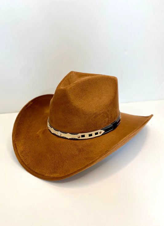 Santa Fe Vegan Suede Cowboy Hat - Caramel