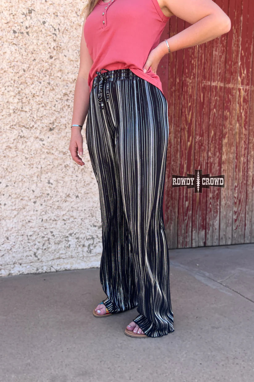 Pinstripe Silver Flowy Pant