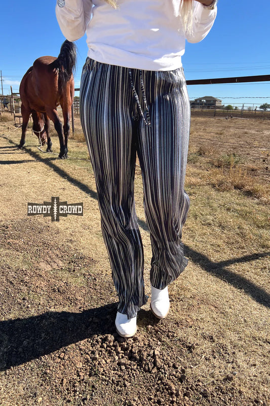 Pinstripe Silver Flowy Pant