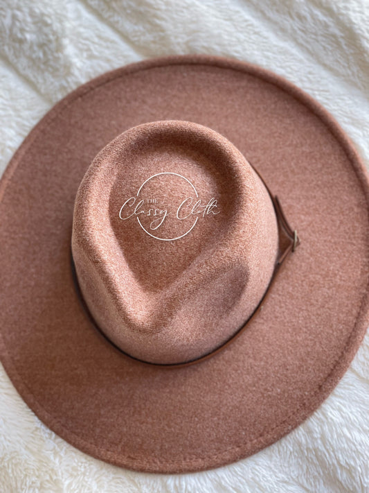 Wool Blend Wide Brim Hat - Camel