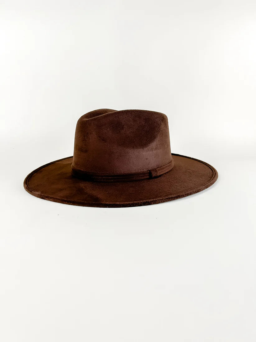 Vegan Suede Rancher Hat - Chocolate