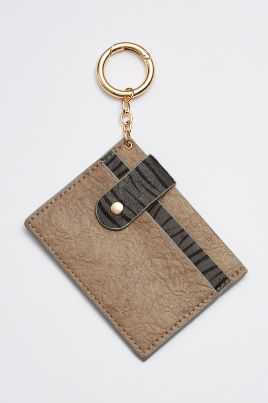 Leather Card Holder Keychains - Grey